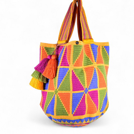 Extra Large Handmade Shoulder Bag with Multicoloured Pattern