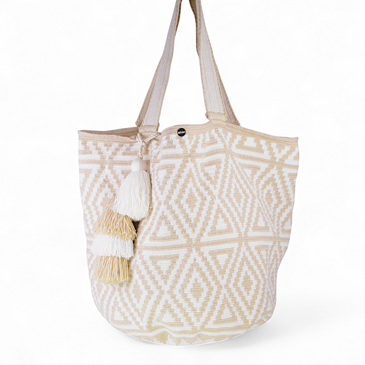 Extra Large Handmade Tote Bag with Diamond & Triangle Pattern