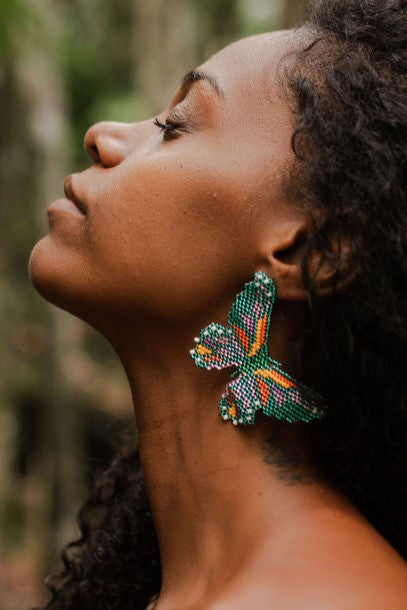 Large Black & White Butterfly Earings