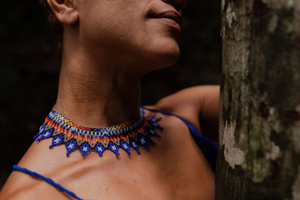 Blue Beaded Necklace (Medium)