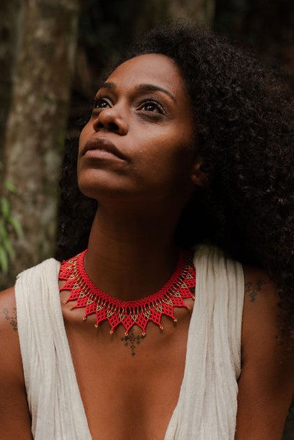 Red Beaded Necklace (Medium)