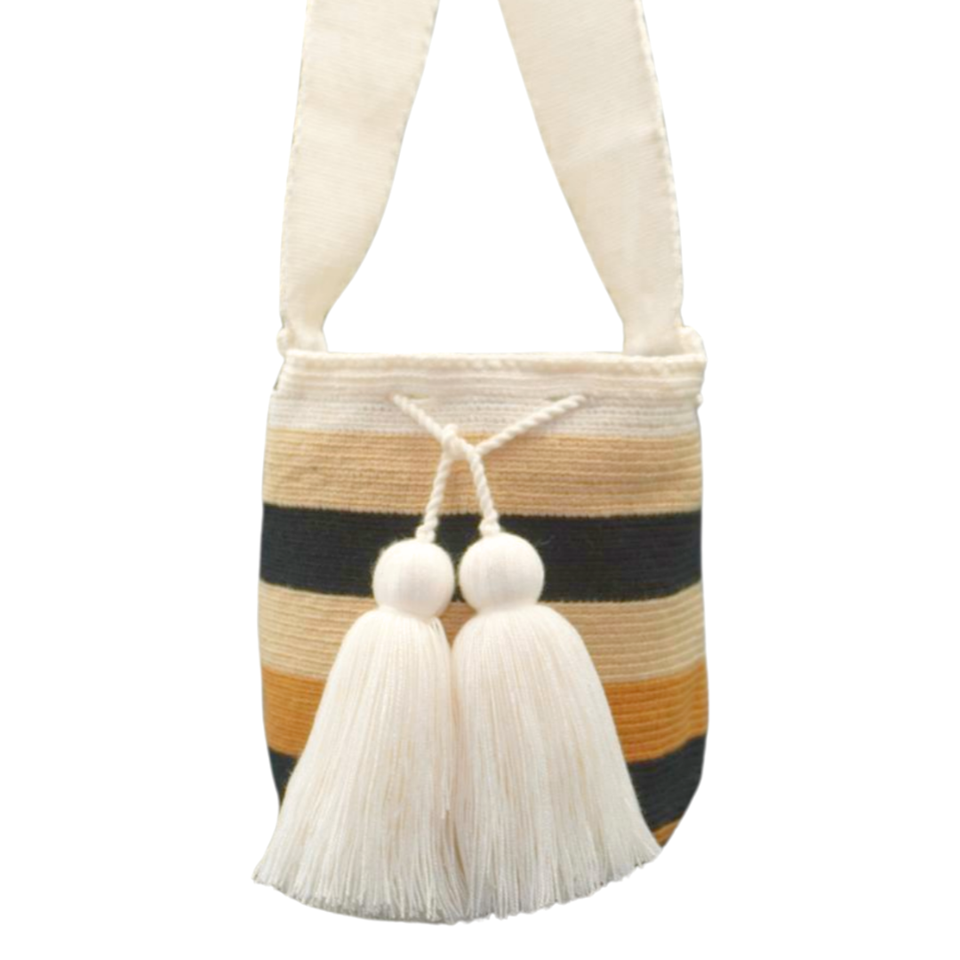 Medium Striped Crochet Bag, the wayuu bag also has 2 tassels