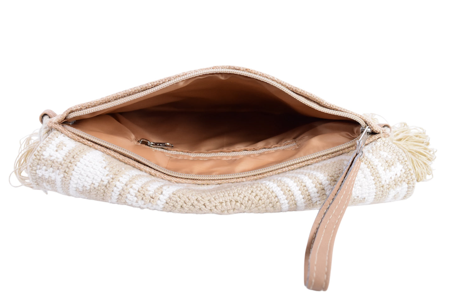 Handmade Cream & White Natural Fibre Sling Bag