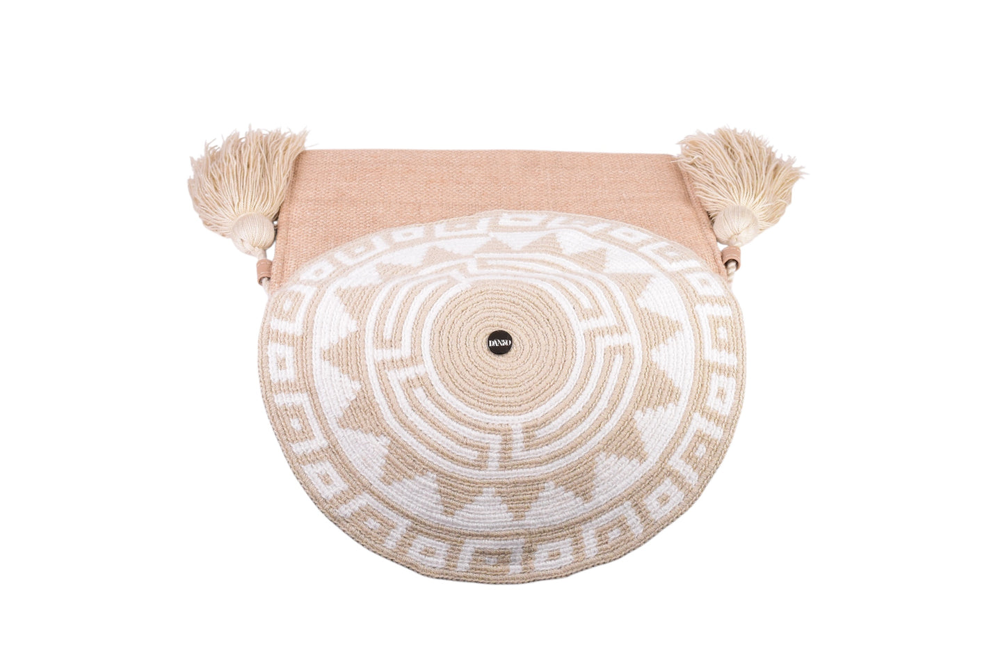 Handmade Cream & White Natural Fibre Sling Bag