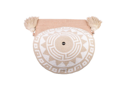 Handmade Cream & White Natural Fibre Sling Bag