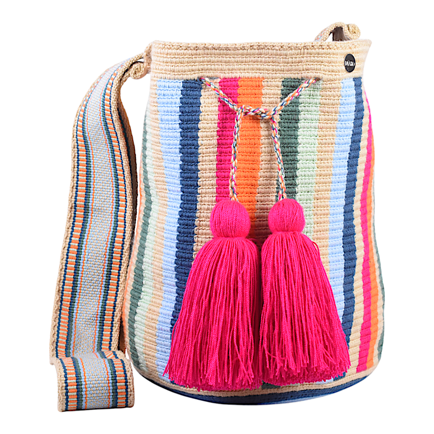 Bohemian Crossbody Bag with Multicolour  Vertical Stripe Design 