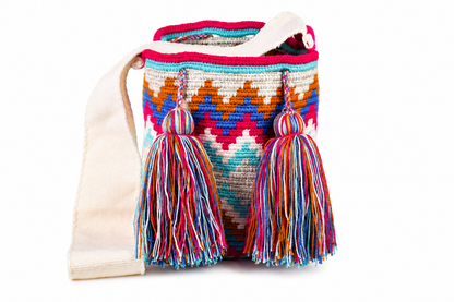 Multicolour Handmade Colombian Wayuu Bag with Tassels