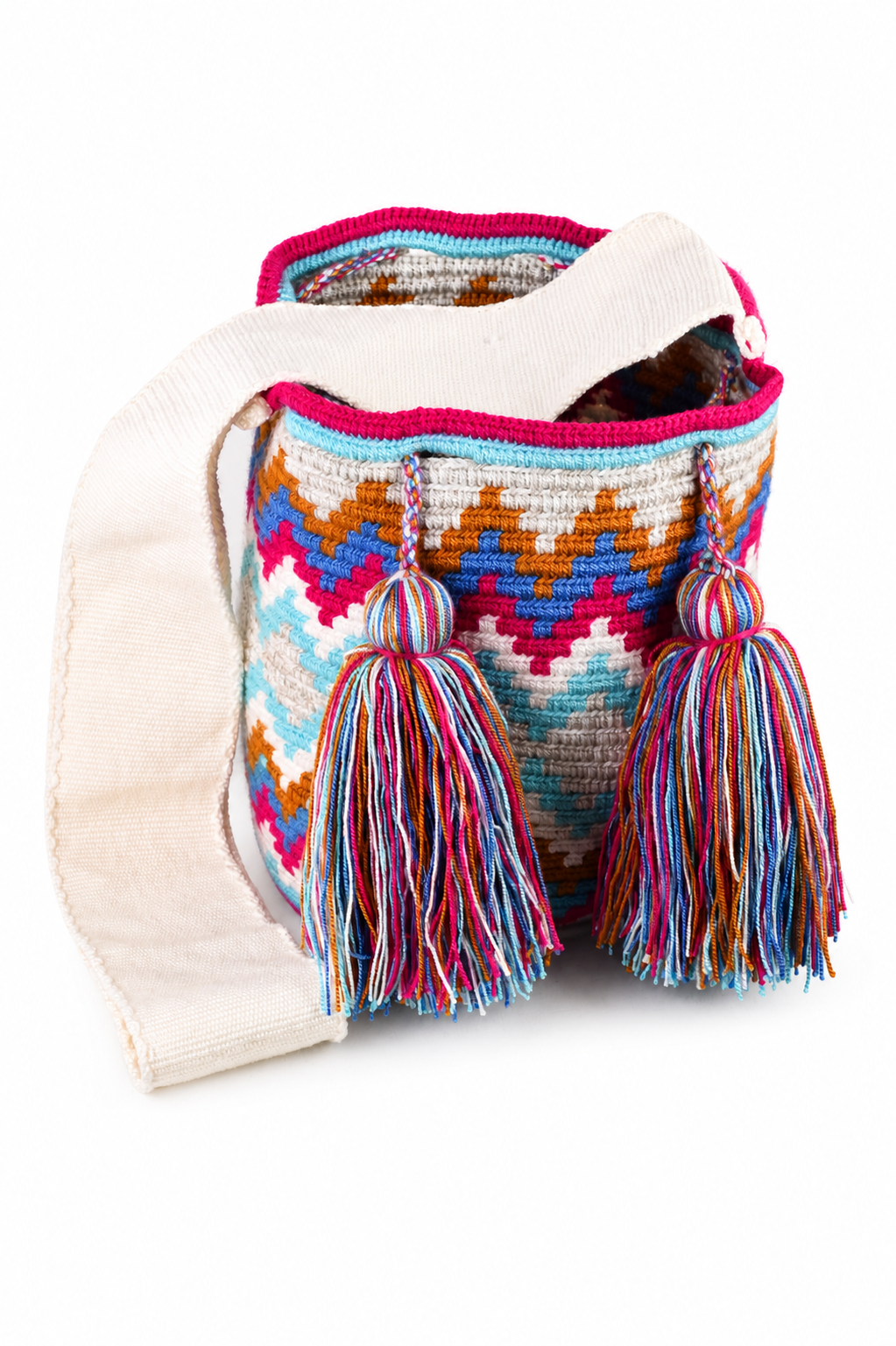 Multicolour Handmade Colombian Wayuu Bag with Tassels