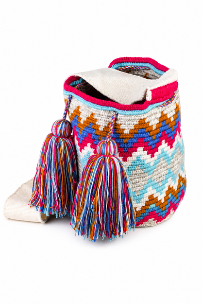 Multicolour Handmade Colombian Wayuu Bag with Tassels