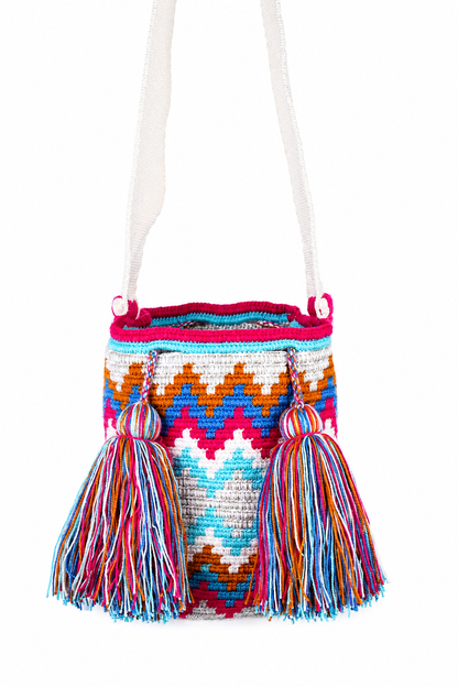 Multicolour Handmade Colombian Wayuu Bag with Tassels