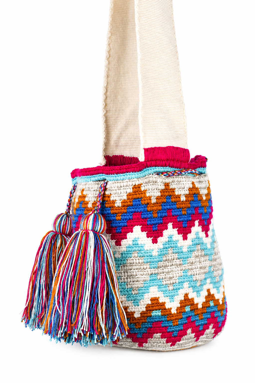 Multicolour Handmade Colombian Wayuu Bag with Tassels