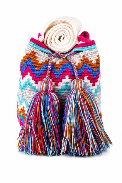 Multicolour Handmade Colombian Wayuu Bag with Tassels