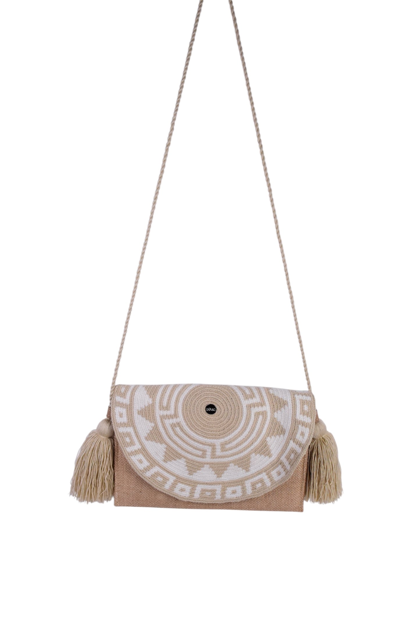 Handmade Cream & White Natural Fibre Sling Bag