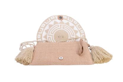 Handmade Cream & White Natural Fibre Sling Bag
