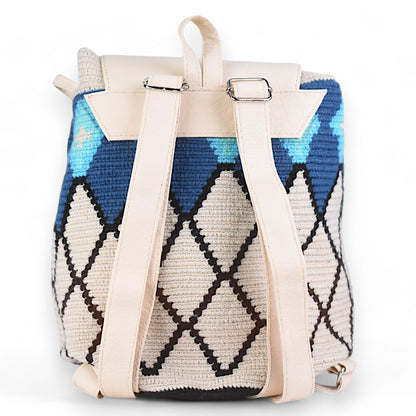 Blue & Cream Wayuu Backpack