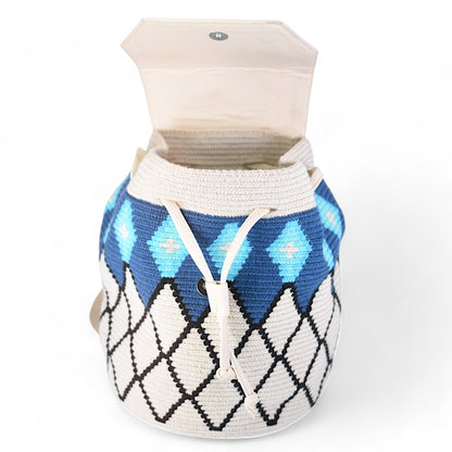 Blue & Cream Wayuu Backpack