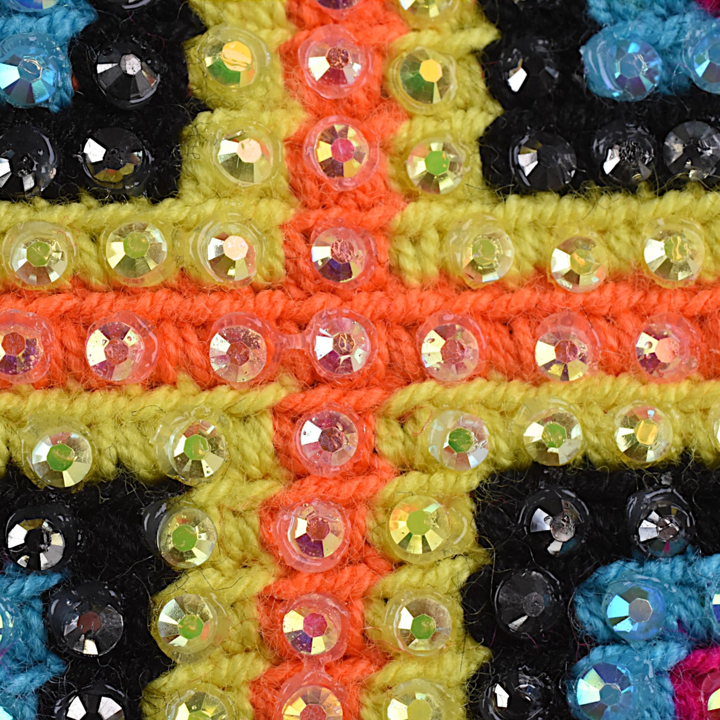 Medium Multicoloured Cross Pattern Handbag with Gems