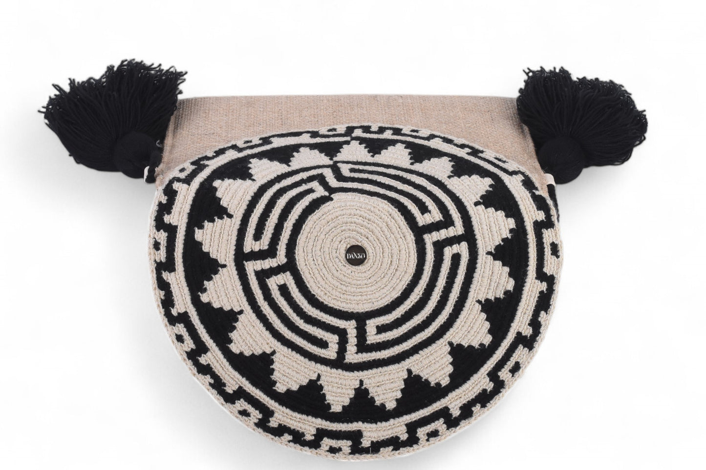 Handmade Black & White Natural Fibre Sling Bag