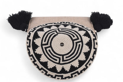 Handmade Black & White Natural Fibre Sling Bag