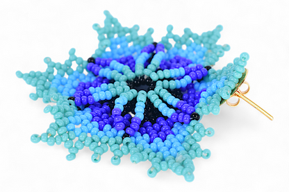 Blue Flower Beaded Earrings