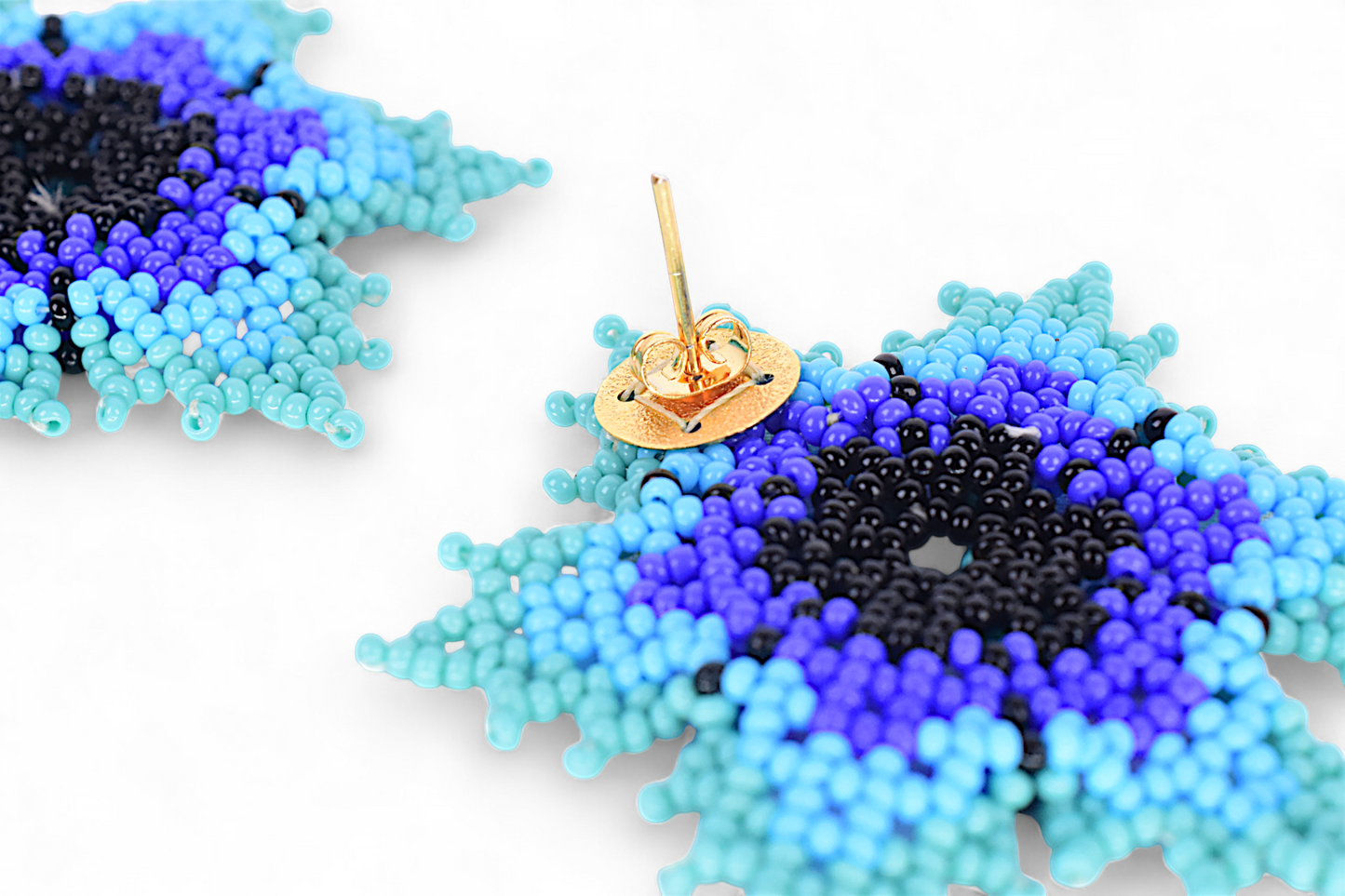 Blue Flower Beaded Earrings