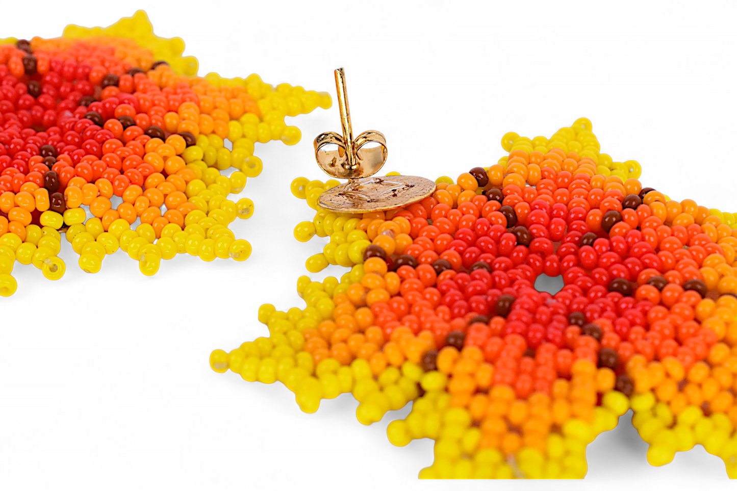 Yellow & Red Flower Beaded Earrings