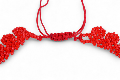 Red Beaded Chocker Necklace (Medium)