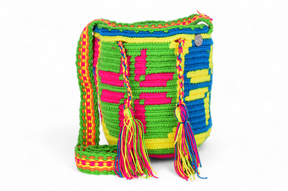 Small Buckett Bag with Multicolour Geometric Design