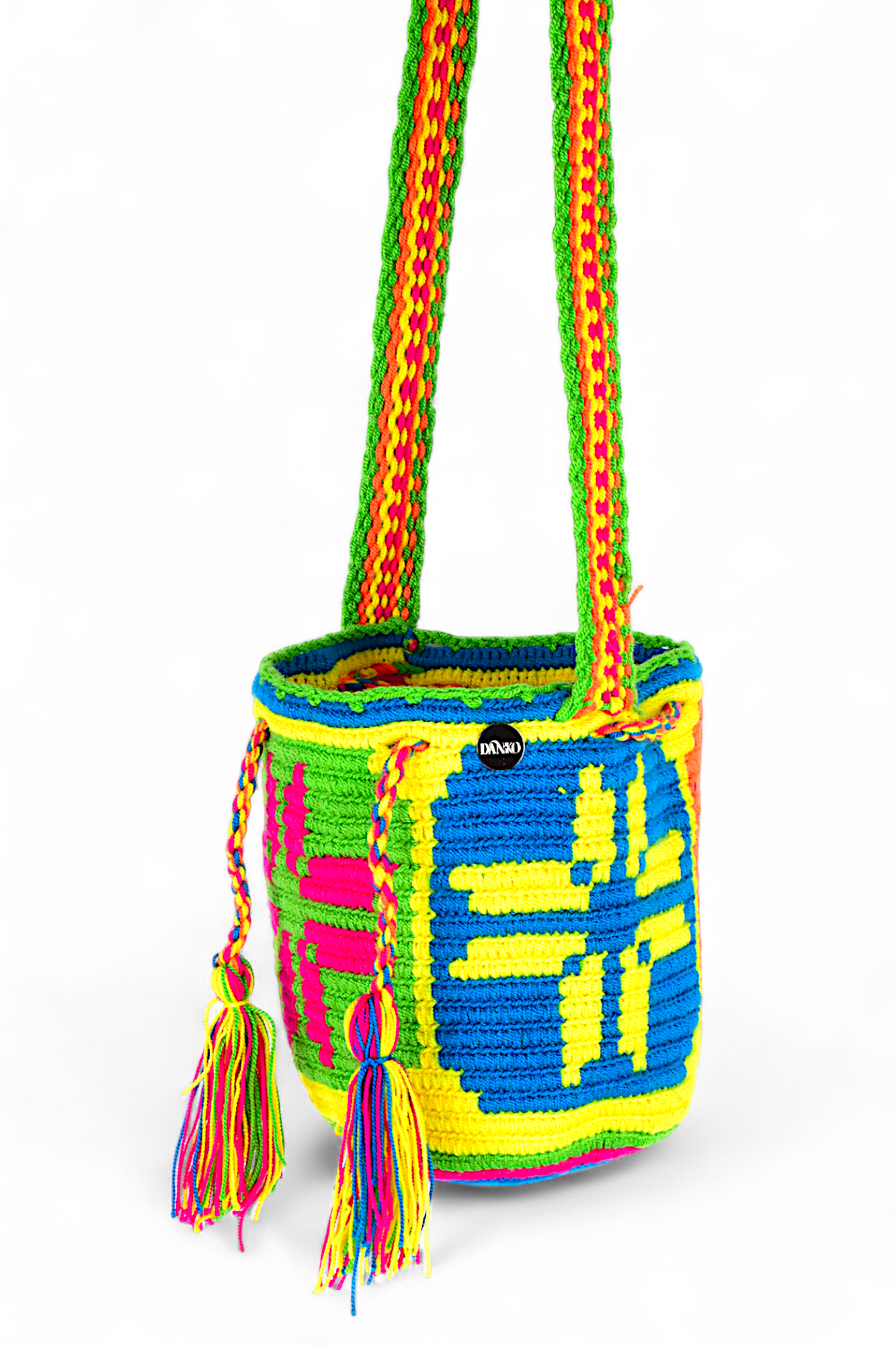 Small Buckett Bag with Multicolour Geometric Design