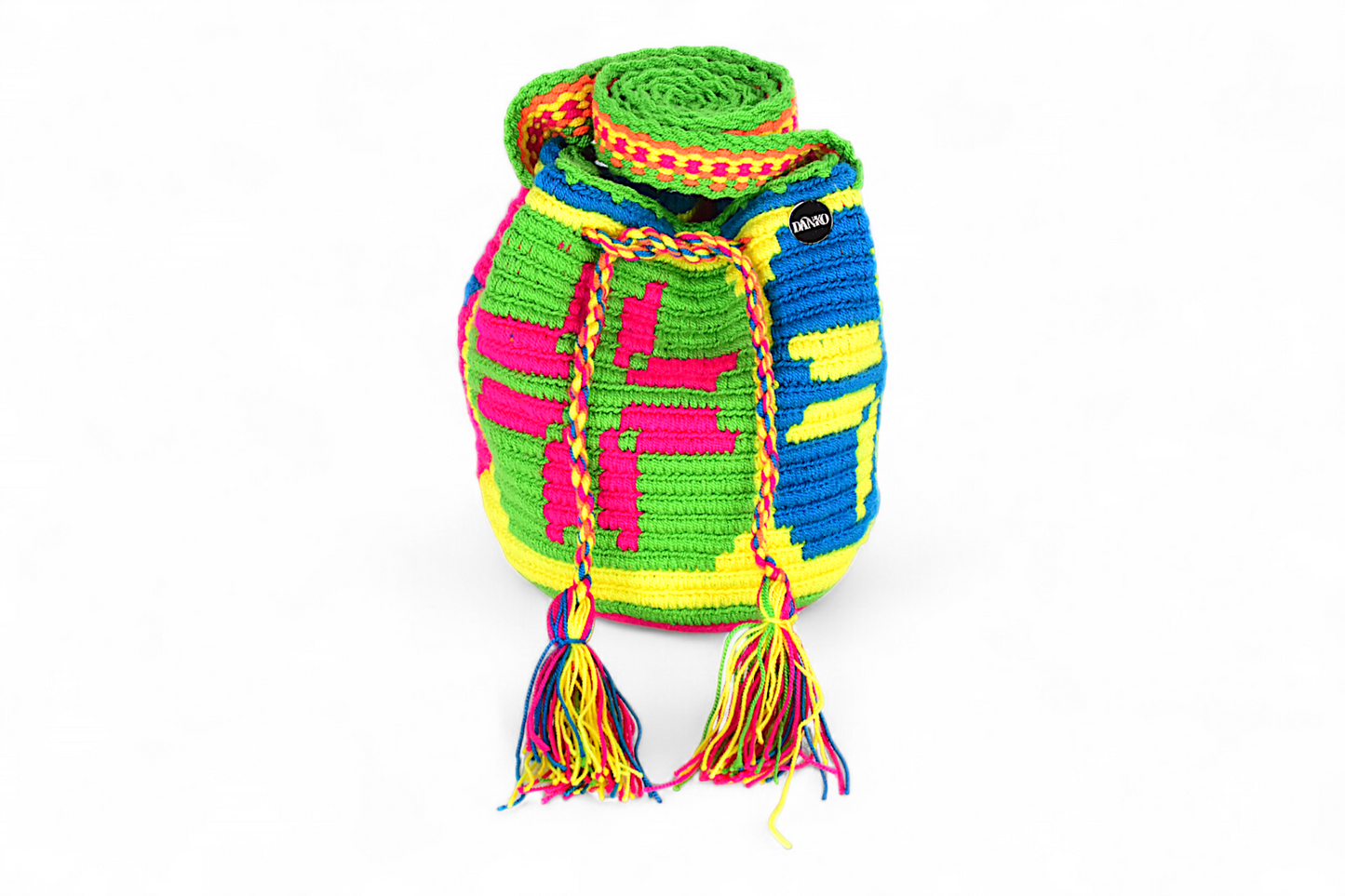 Small Buckett Bag with Multicolour Geometric Design