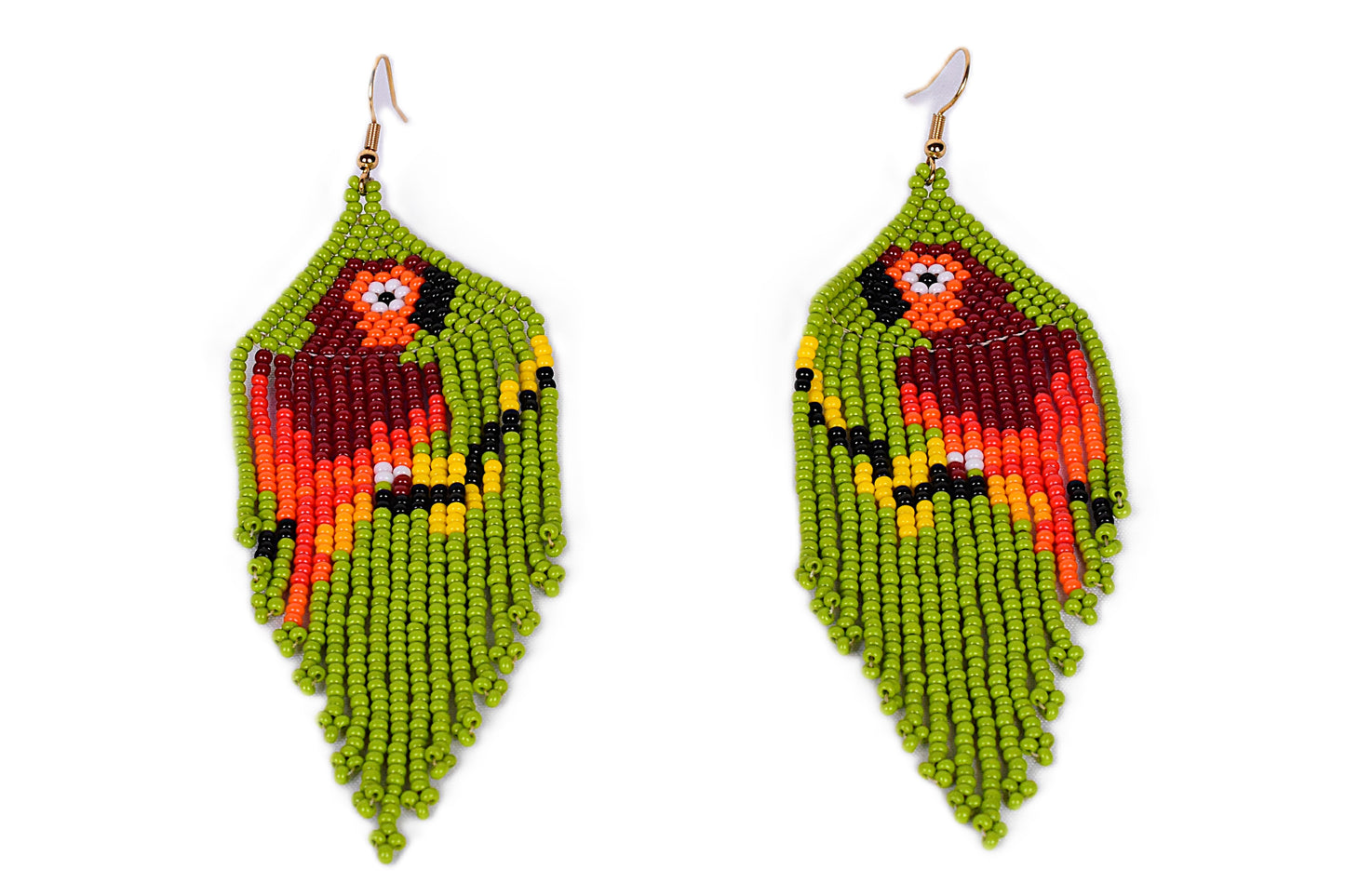 Lime Green Parrot Earrings