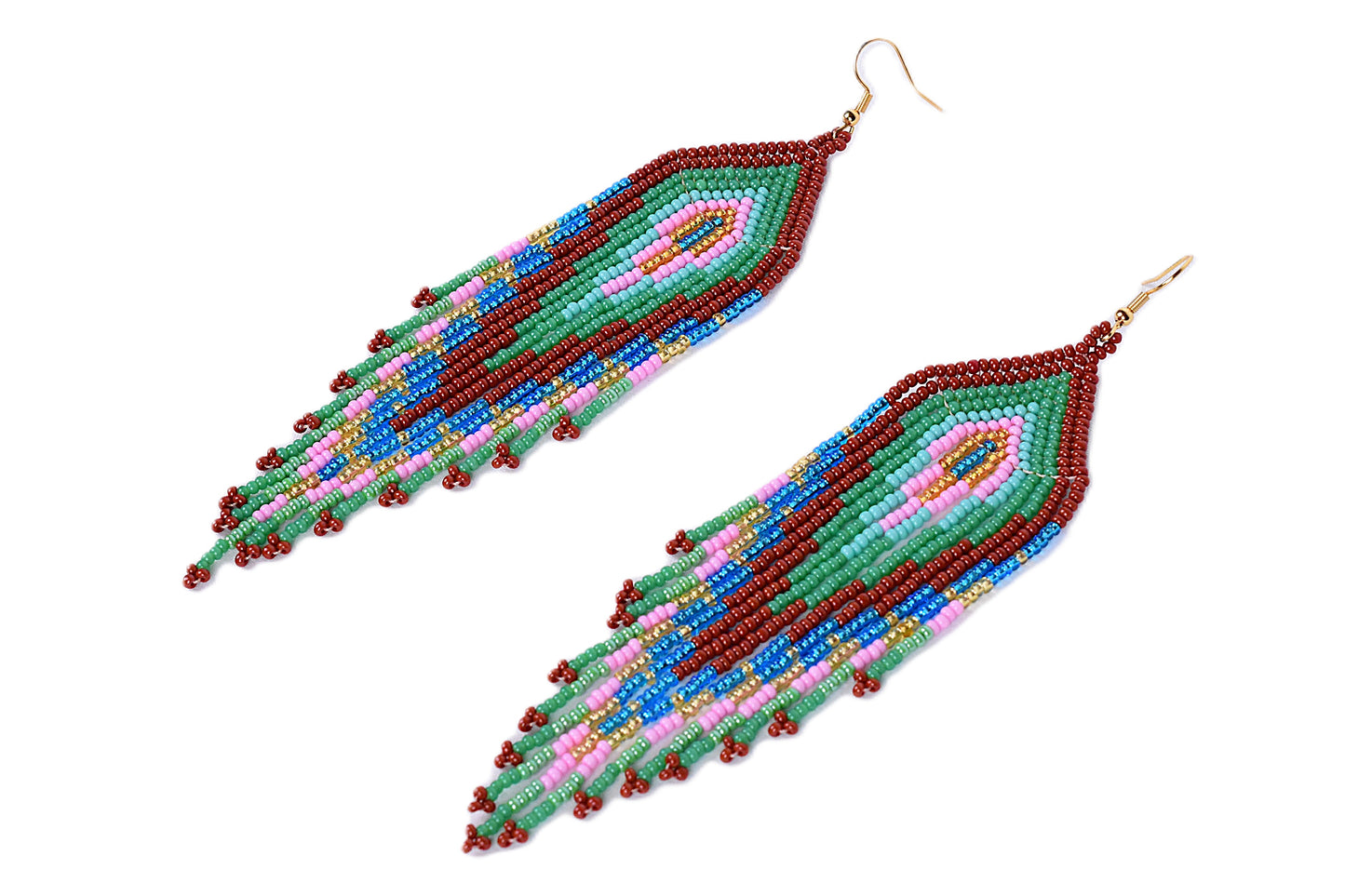 Green & Brown Feather Earrings