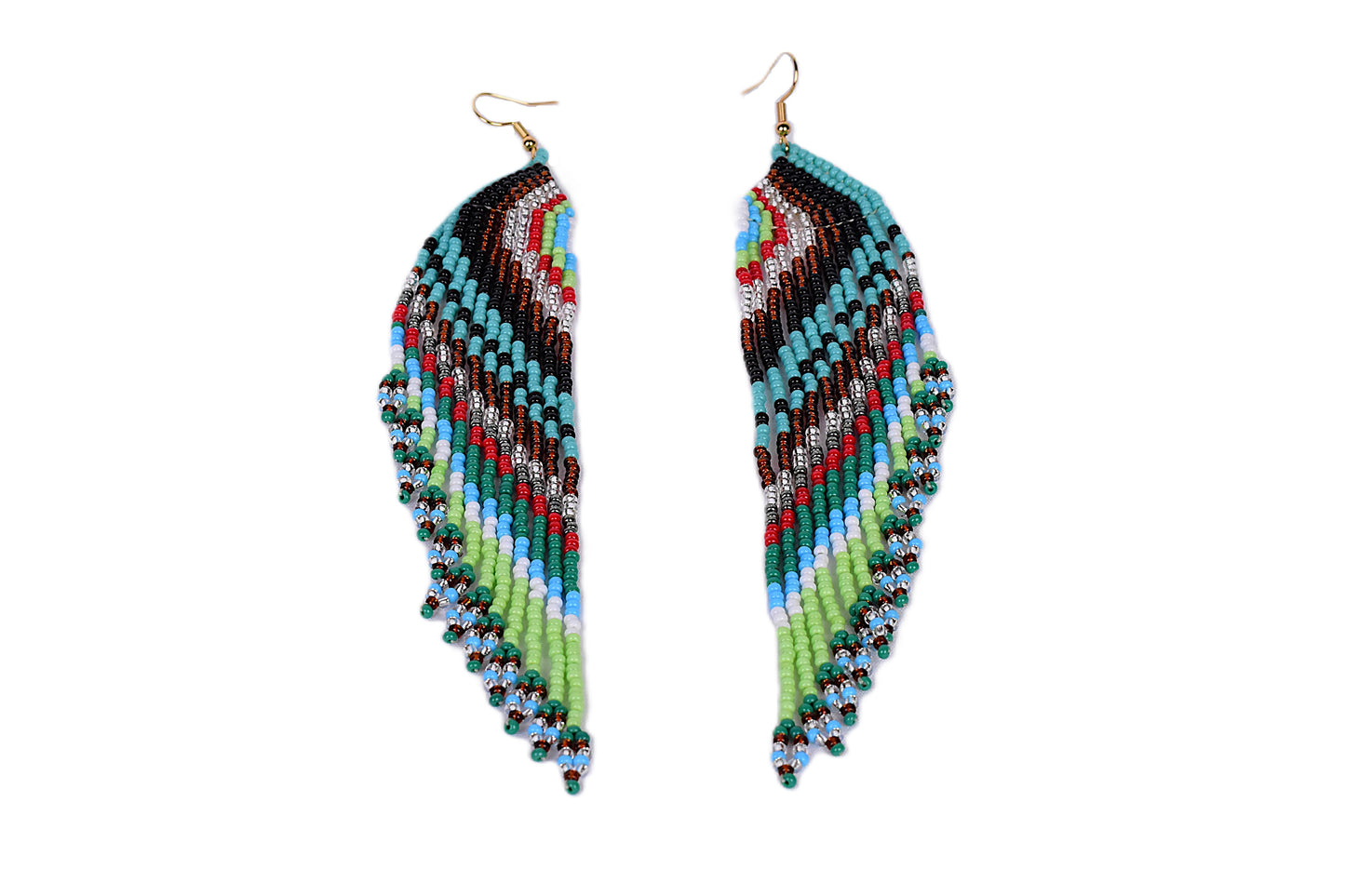 Large Teal & Bronze Feather Earrings