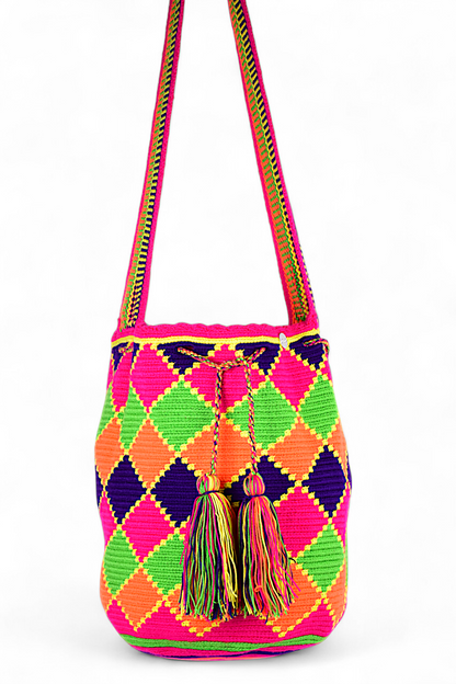 Large Diamond Pattern Crochet Bag