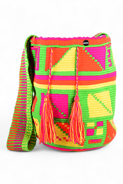 Large Neon Pattern Crochet Bag