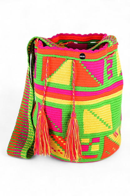 Large Neon Pattern Crochet Bag