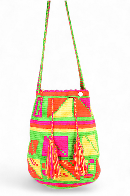 Large Neon Pattern Crochet Bag