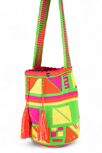 Large Neon Pattern Crochet Bag