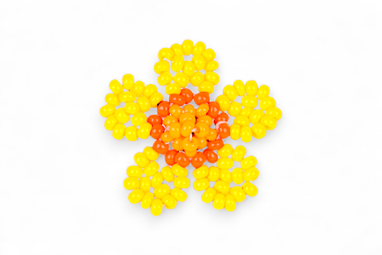 Small Flower Beaded Earrings - Yellow