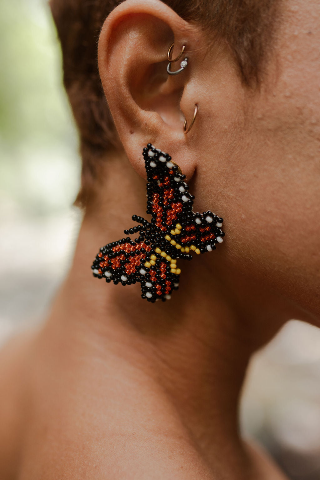 Small Red & Orange Butterfly Earing