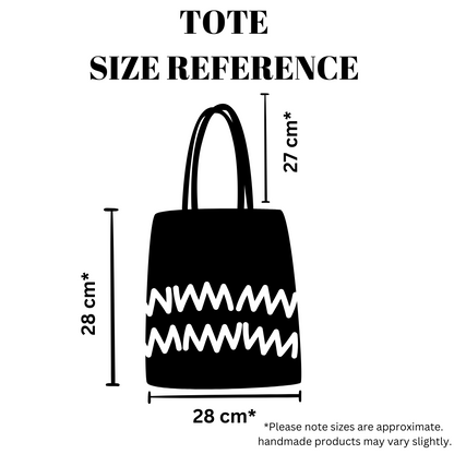 Handmade Black and Beige Tote Bag With Long Tassels
